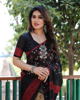 Classic Bandhej Design Black Color Silk Saree
